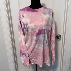 PACSUN Pink and white long sleeve tie dye shirt. Unisex